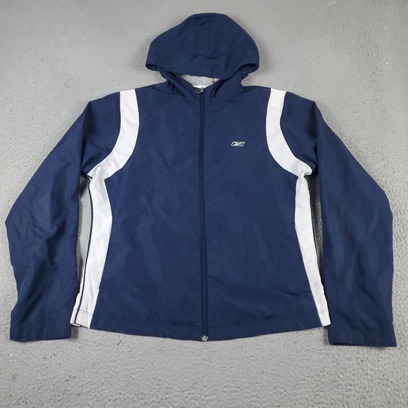 Reebok Jackets & Blazers - Reebok Jacket Womens Large Blue Vintage Full Zip Windbreaker Hooded 043144